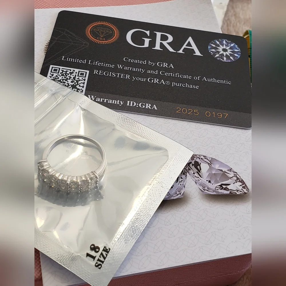 GRA CERTIFIED MOISSANITE RING SIZE 8 - Picture 3 of 7